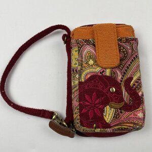 Karma Elephant Wristlet Wallet Corduroy Paisley Boho Zip Around Card Slots